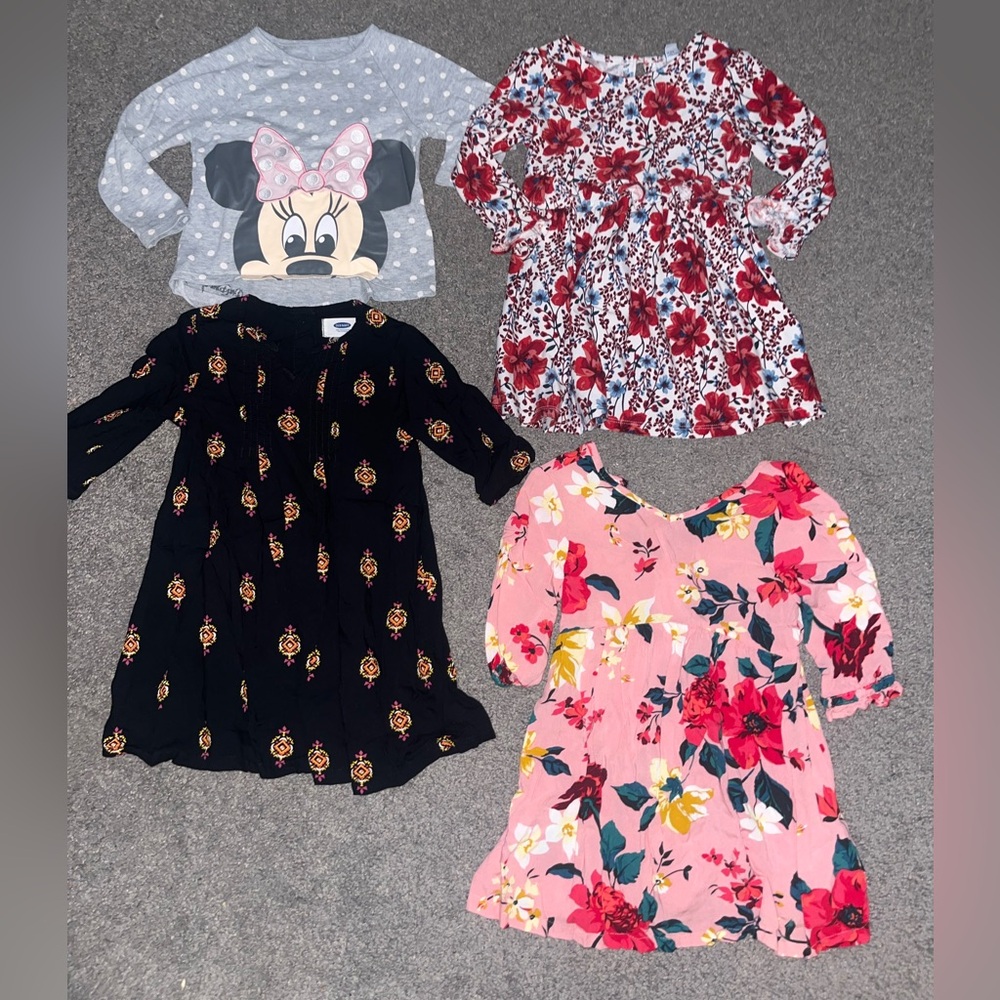Toddler Girls 2T Winter Clothing Lot - 4 Pieces (3 Dresses & Minnie Mouse Top)